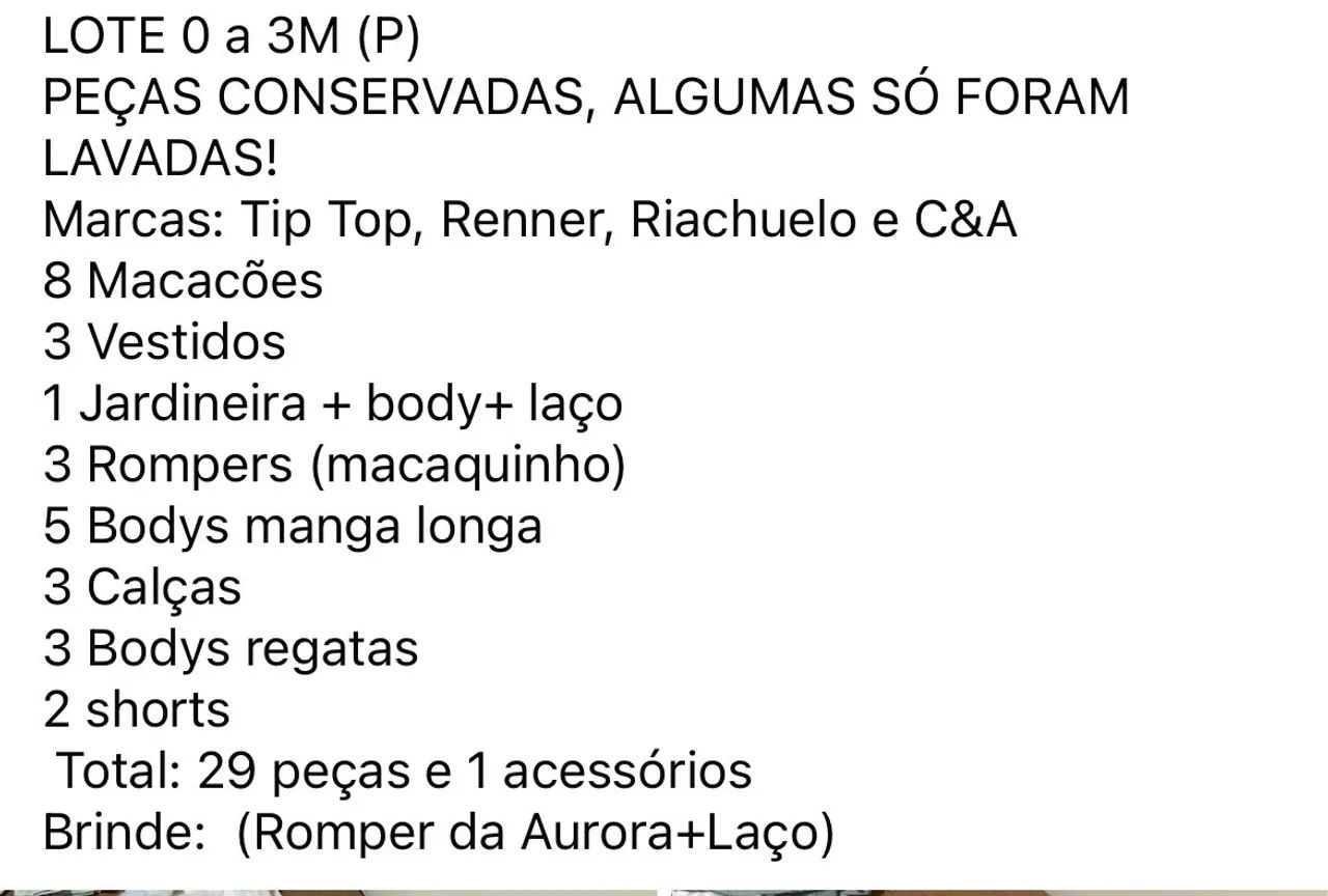 Lote de Roupas para Bebê 0 a 3 meses (P) - Diversas Marcas