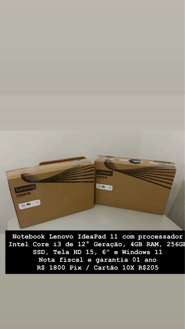 Notebook Lenovo Core i3 12 geracão Lacrado Nota fiscal garantia 