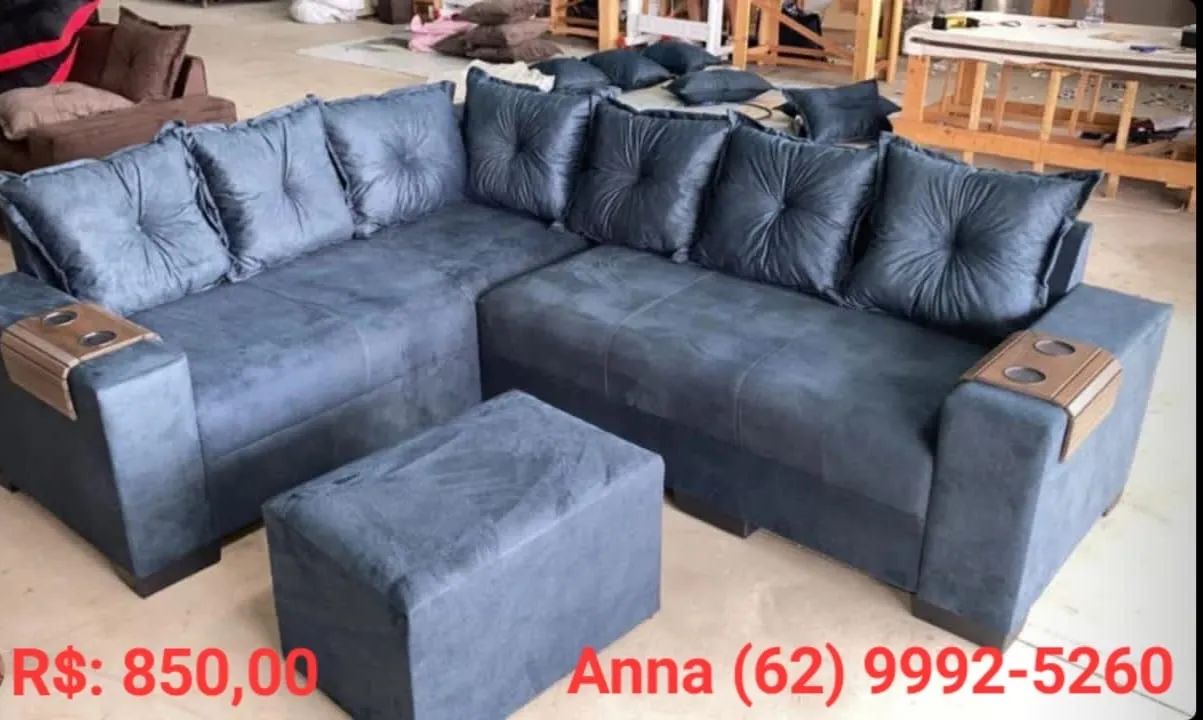 Sofá de canto cinza com puff (?)!!!