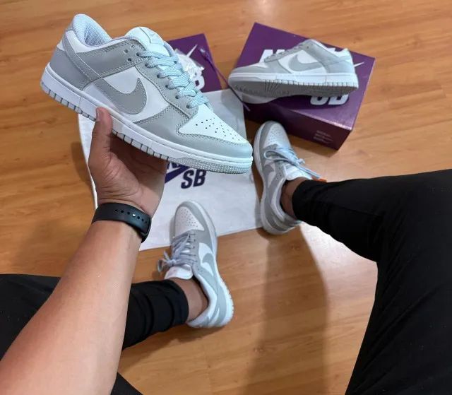 Tênis Nike SB Dunk Cinza Linha Premium Unissex