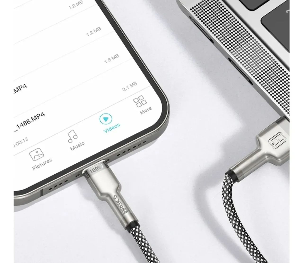 Cabo USB Tipo C 100W Metal Waves Hrebos - Prata - 1 metro - Foto 4