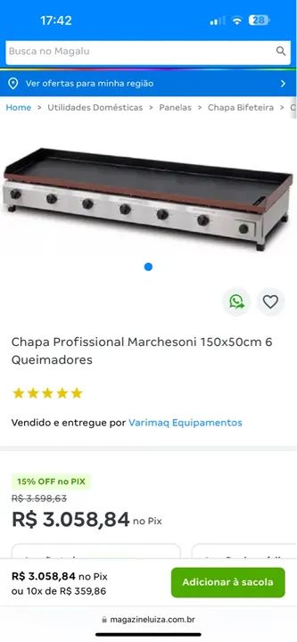 Chapa Industrial 6 queimadores MARCHESONI - Foto 2