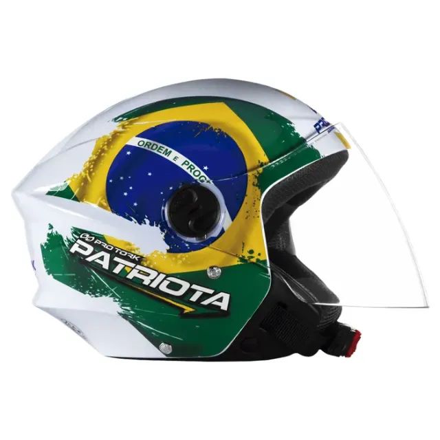 Capacete New Liberty Three Patriota N°58 Branco e Verde Pro Tork