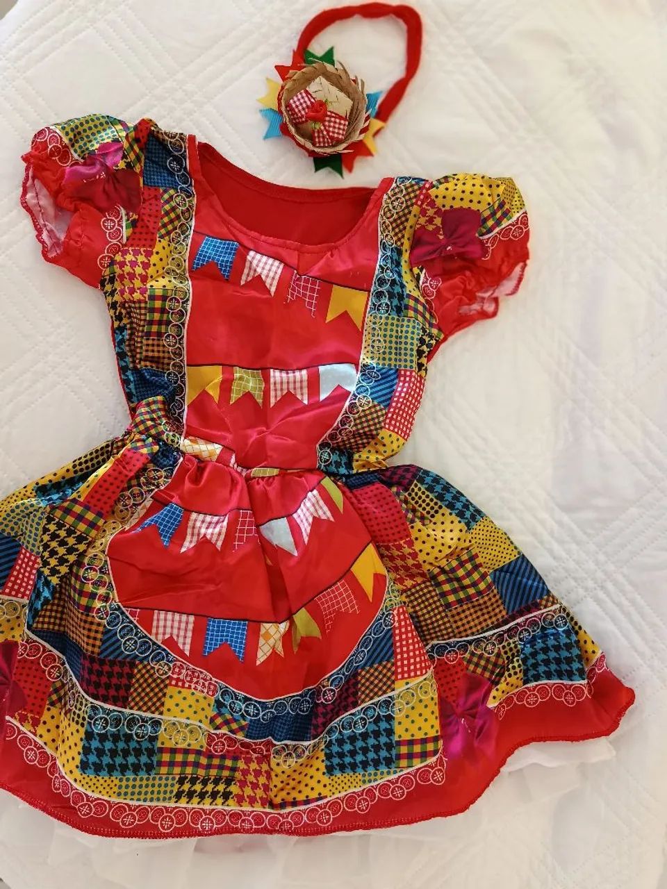 Vestido Festa Junina Infantil com Tiara - Foto 2