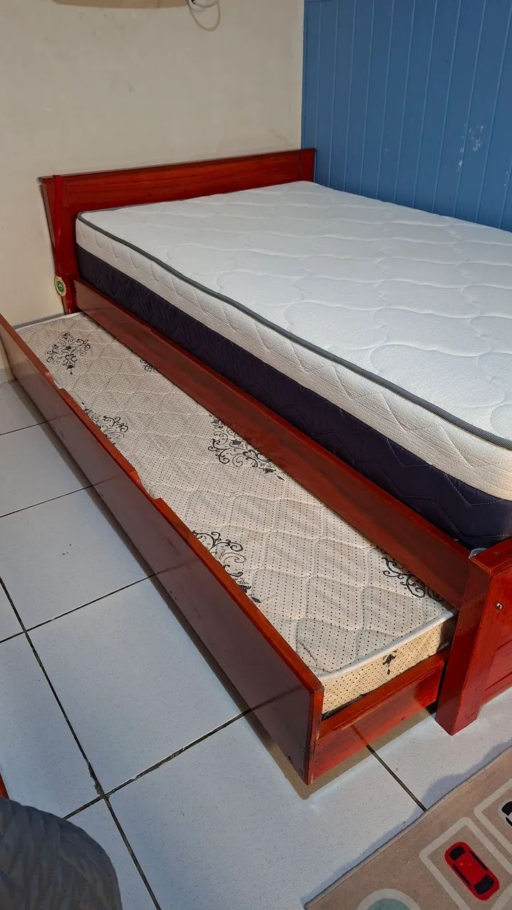 Cama solteirão  de madeira - Foto 3