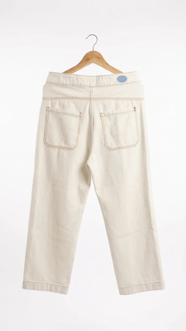 calça de sarja reta hering + cosmo - off white - Foto 2