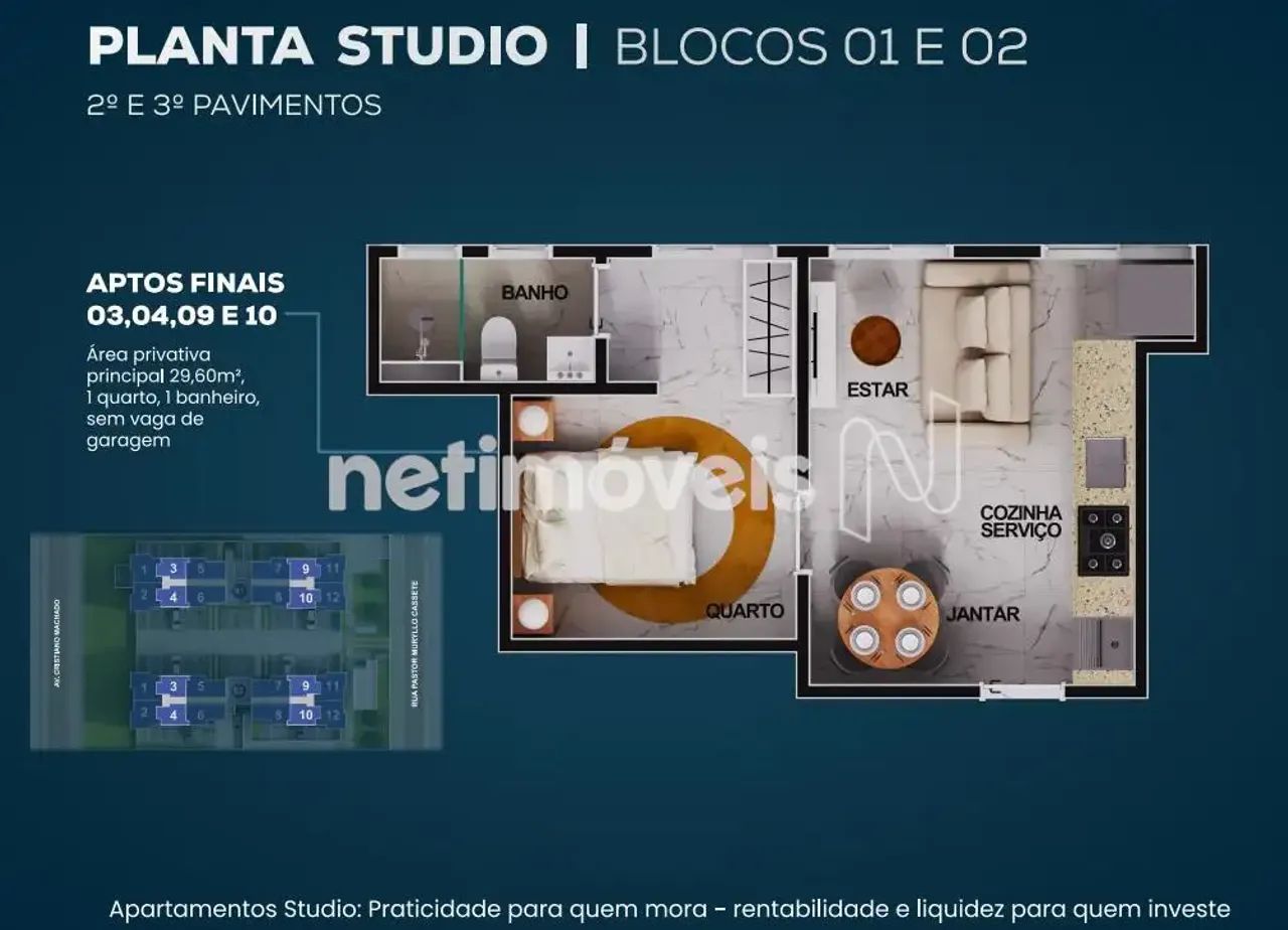 STUDIO À VENDA ED. METRÓPOLE