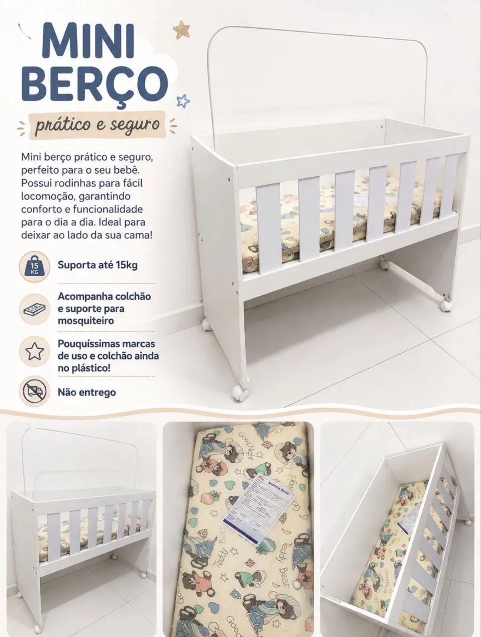 Mini berço com rodinha 
