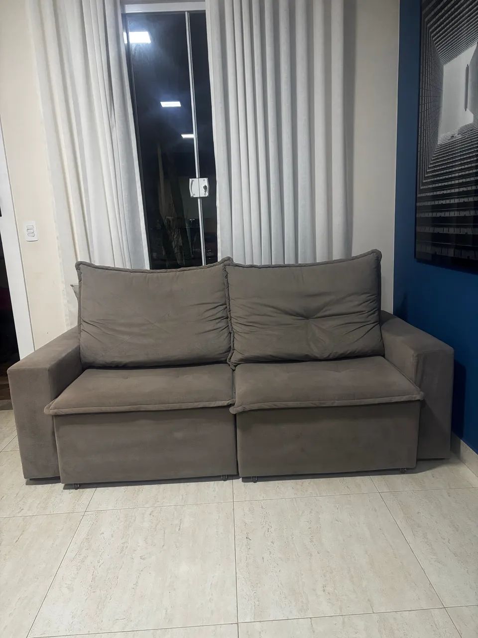 Sofá retrátil 2 lugares Cinza - Foto 4