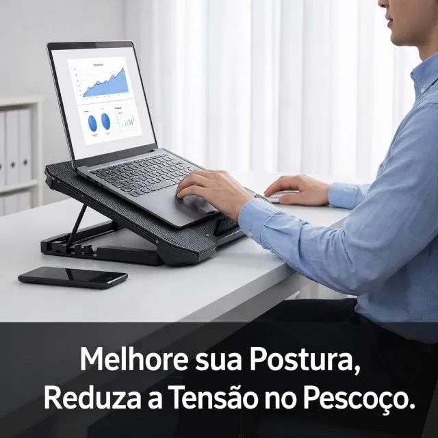Base Refrigerada para Notebook com 2 ventiladores Cooler - USB Ergonômico - Foto 2