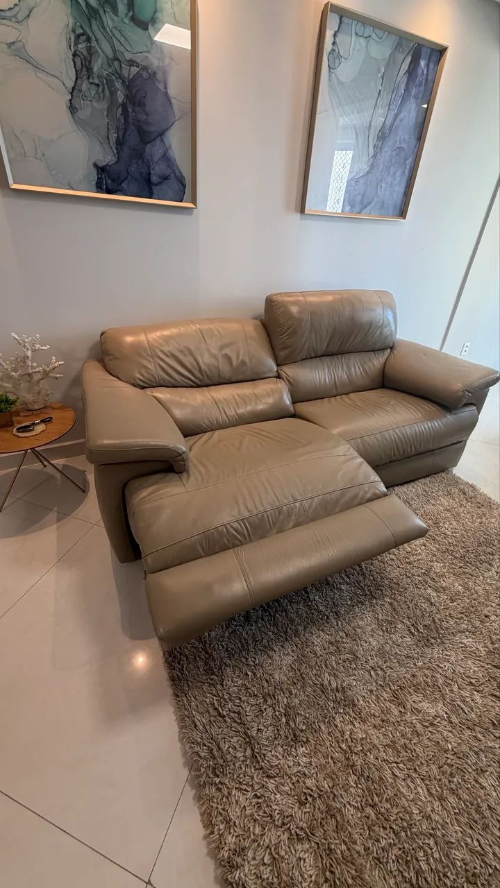 Sofá MEMPRA Reclinável elétrico couro 2 módulos - 220cm - Foto 3