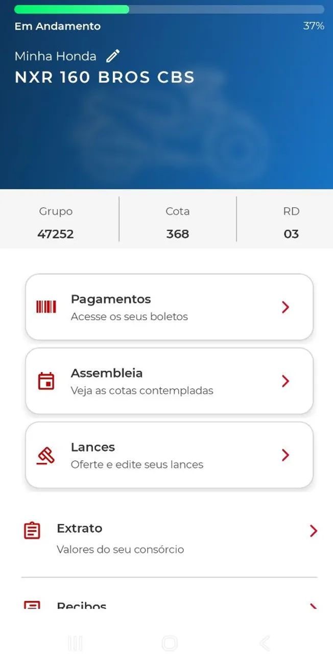 Consórcio em andamento 