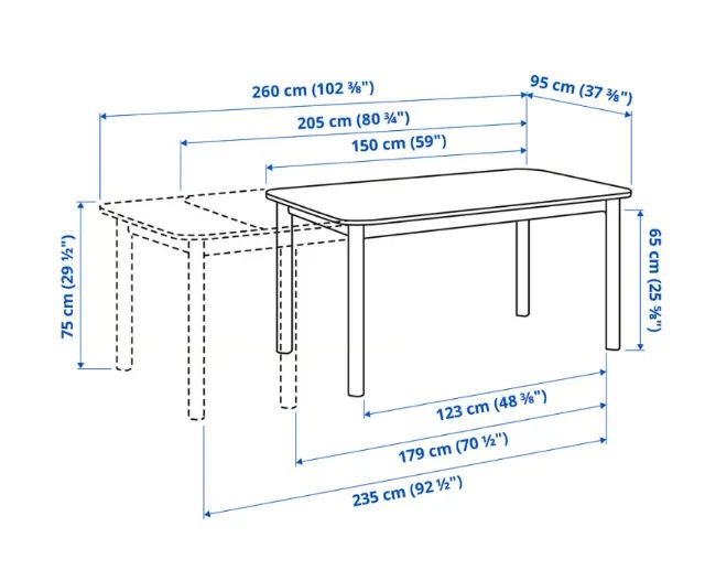 mesa de jantar extensivel IKEA 4 a 10 lugares65570168862081121