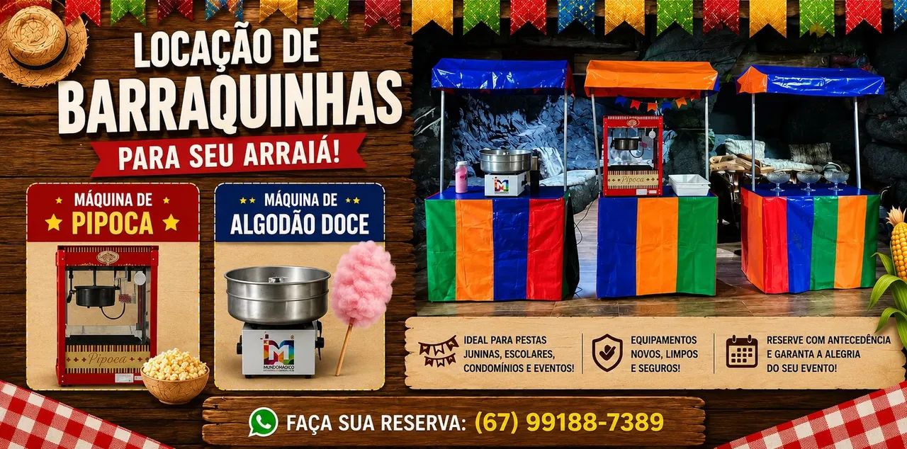 Barraca de Pipoca e Algodão Doce