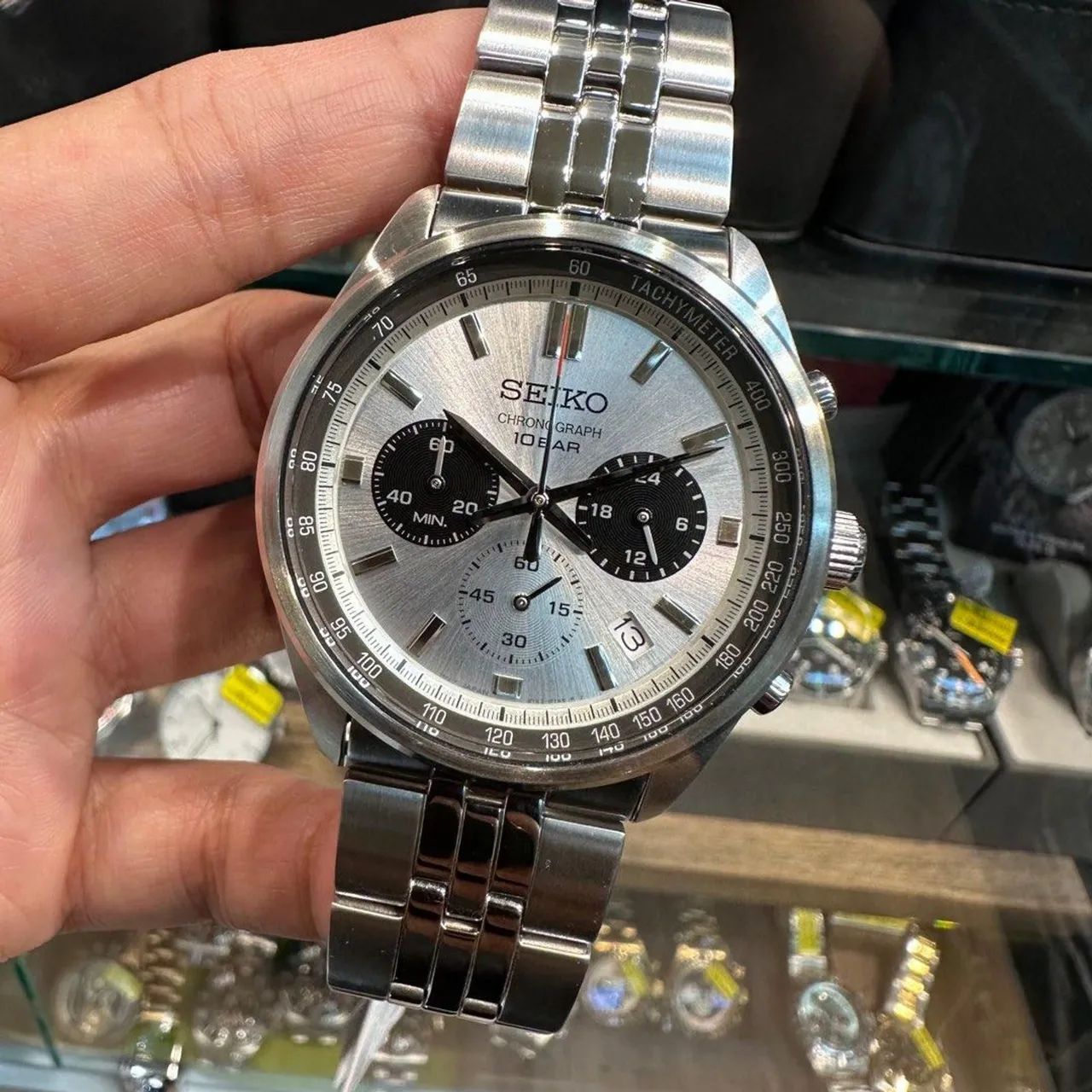 Relogio Seiko Chrono Panda SSP425P1 41,5mm - Foto 5
