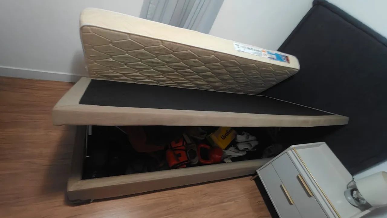 Cama box baú solteiro + colchão solteiro  - Foto 4