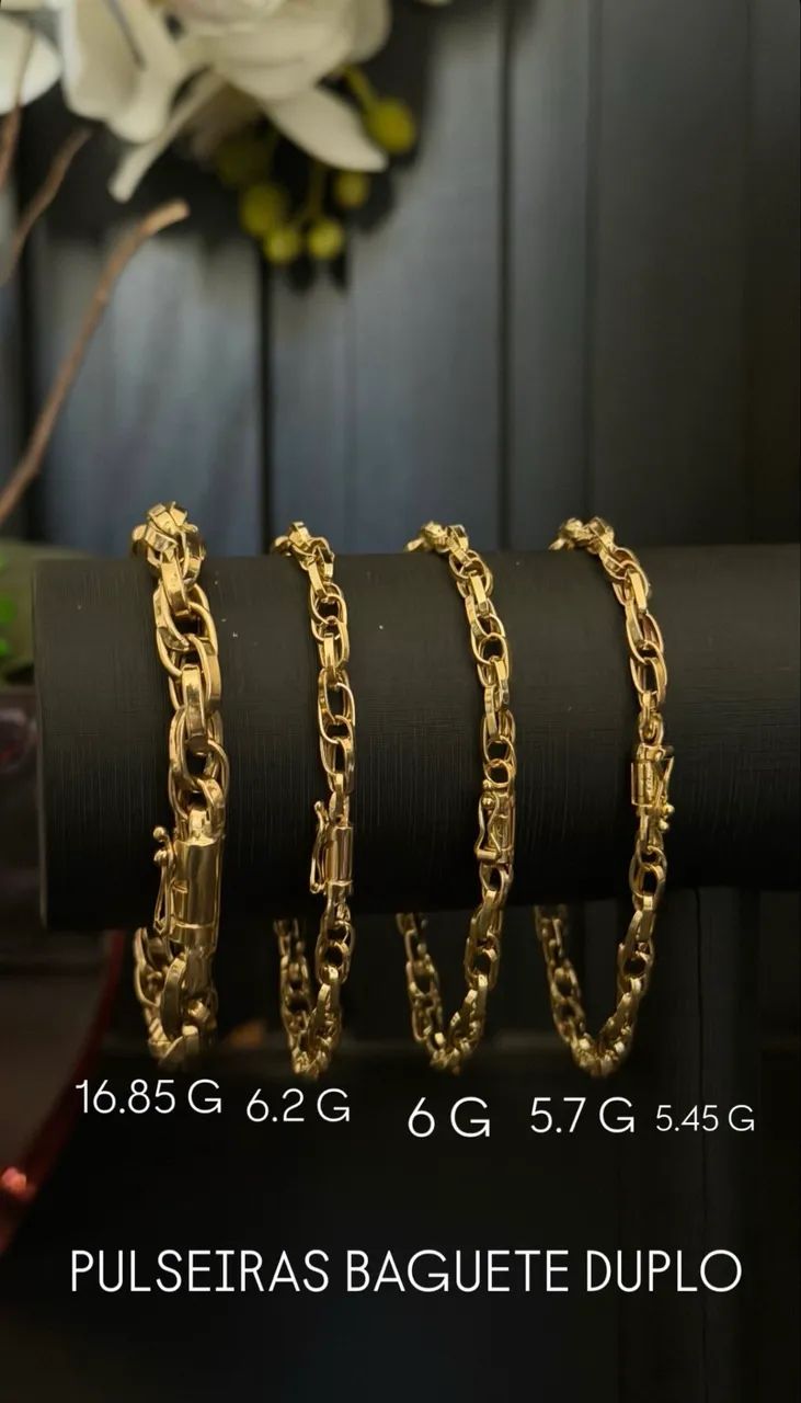 Pulseiras baguete duplo