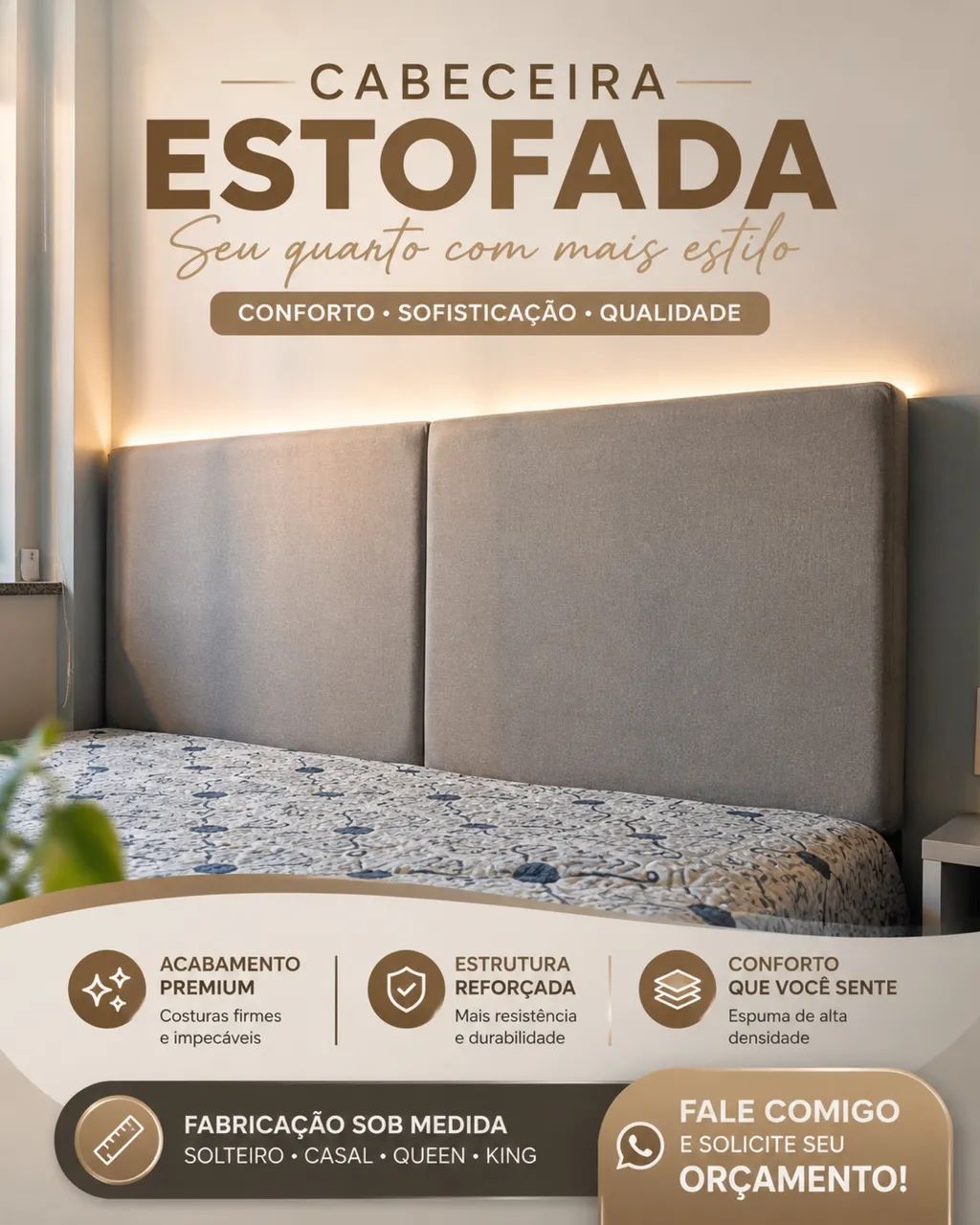 Cabeceira Estofada Painel Moderno | Linhas Verticais | Sob Medida