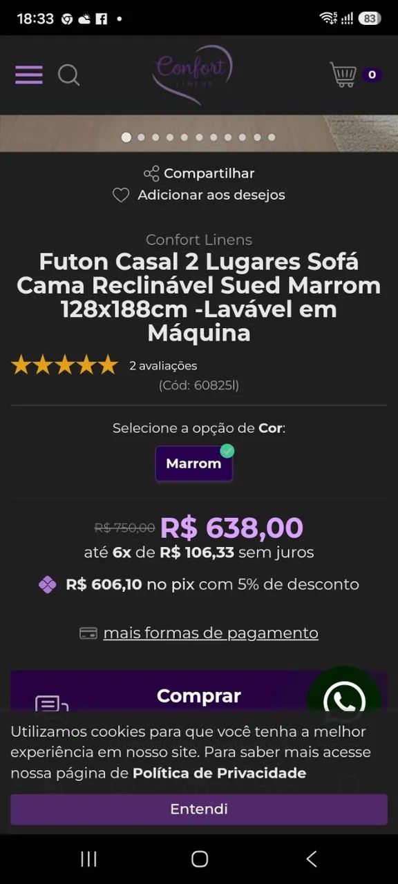 Futon Casal Suede - Foto 5