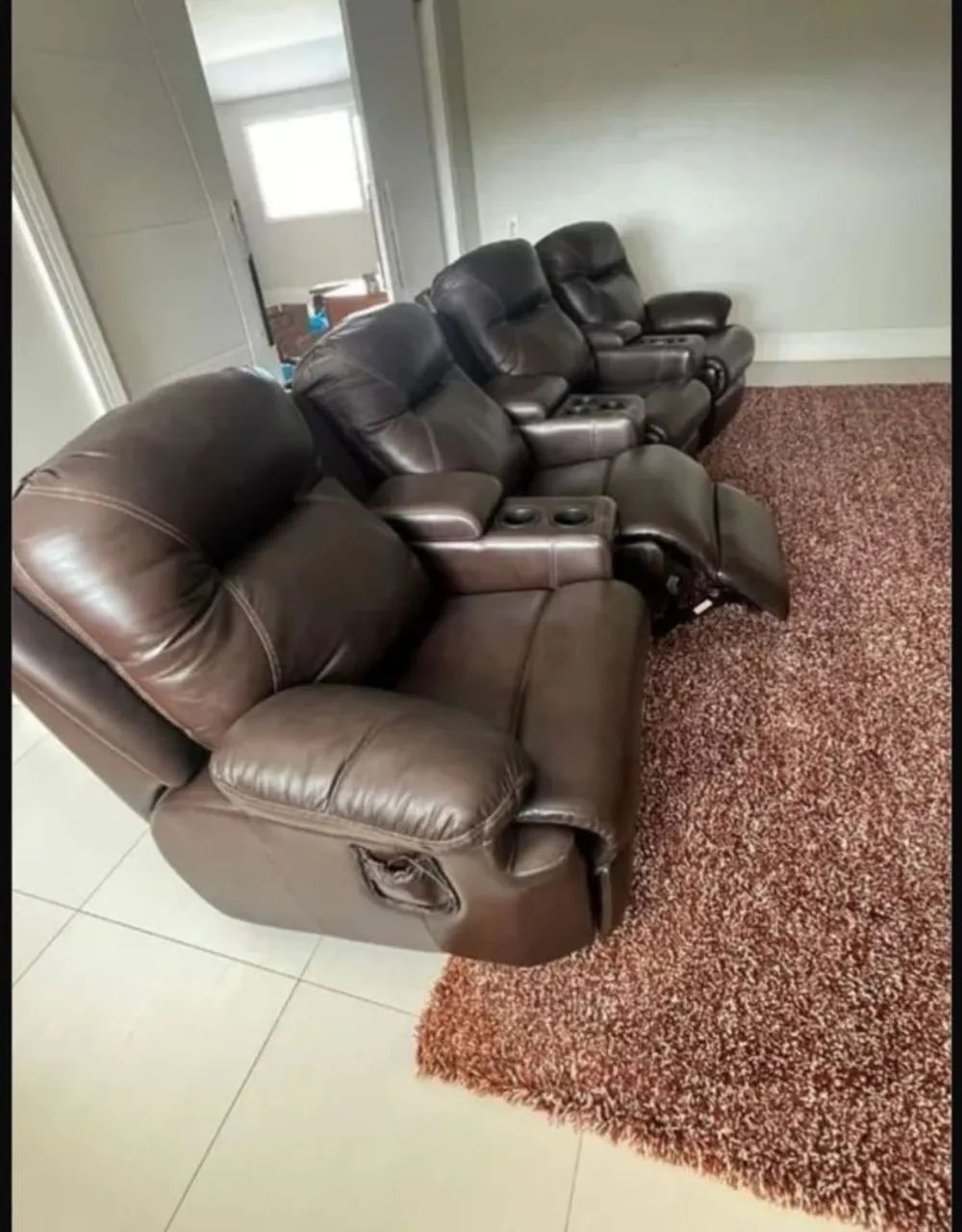 conjunto de cinema, automático com 4 poltronas retráteis e reclináveis de couro legítimo  - Foto 3