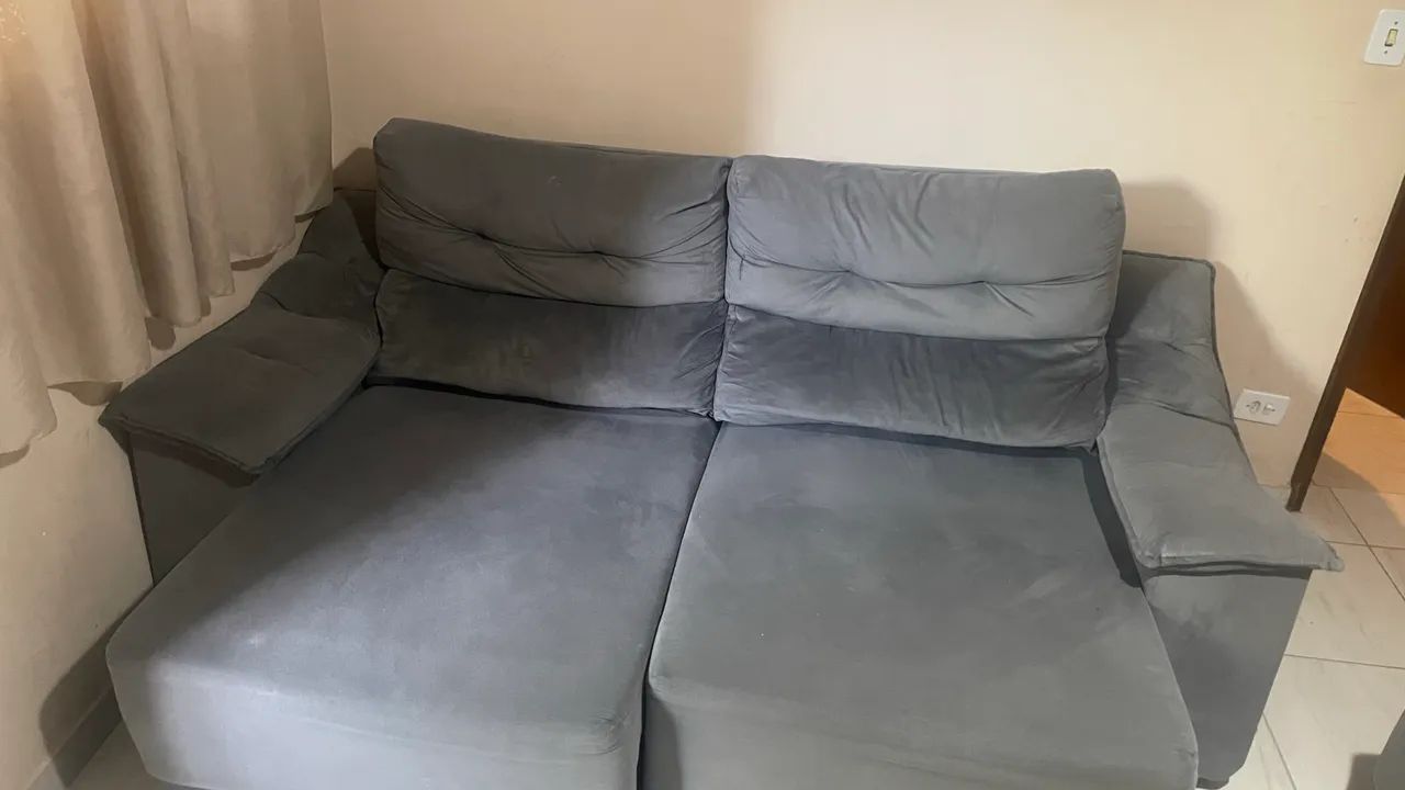 Sofá 2 lugares reclináveis com assento retrátil, usado BARATO