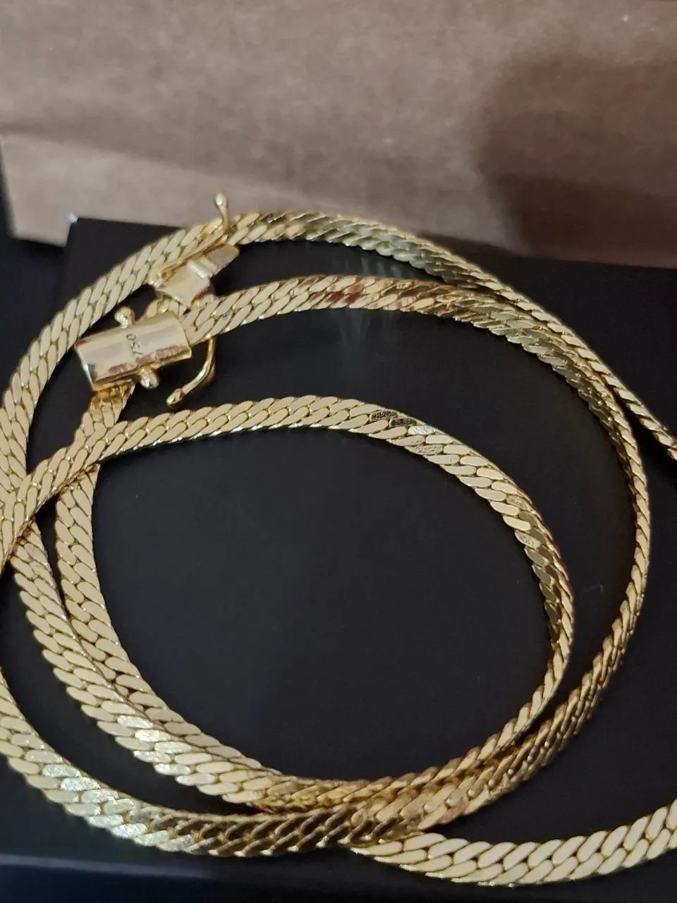 Corrente Flat 60cm / 4mm Banhada a Ouro 18k  - Foto 2