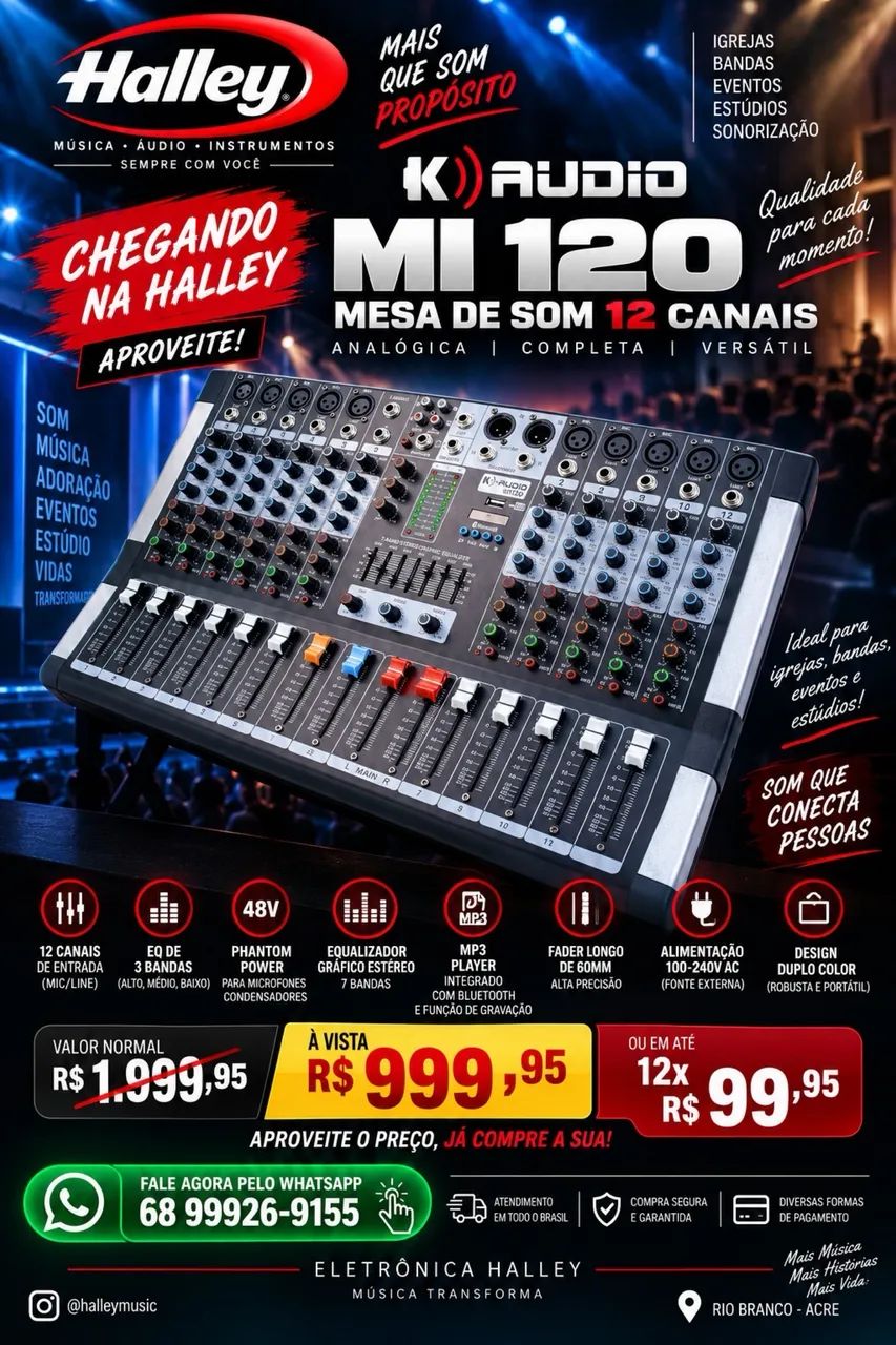 MESA DE SOM 12 CANAIS