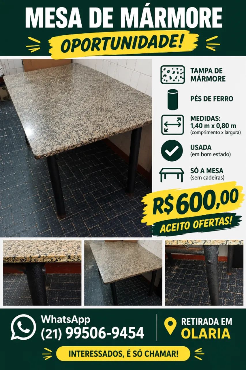 Mesa de jantar de mármore 