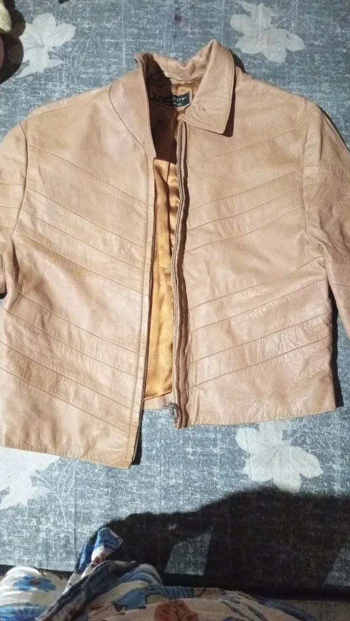Jaqueta de couro legítimo caramelo feminina.  - Foto 2