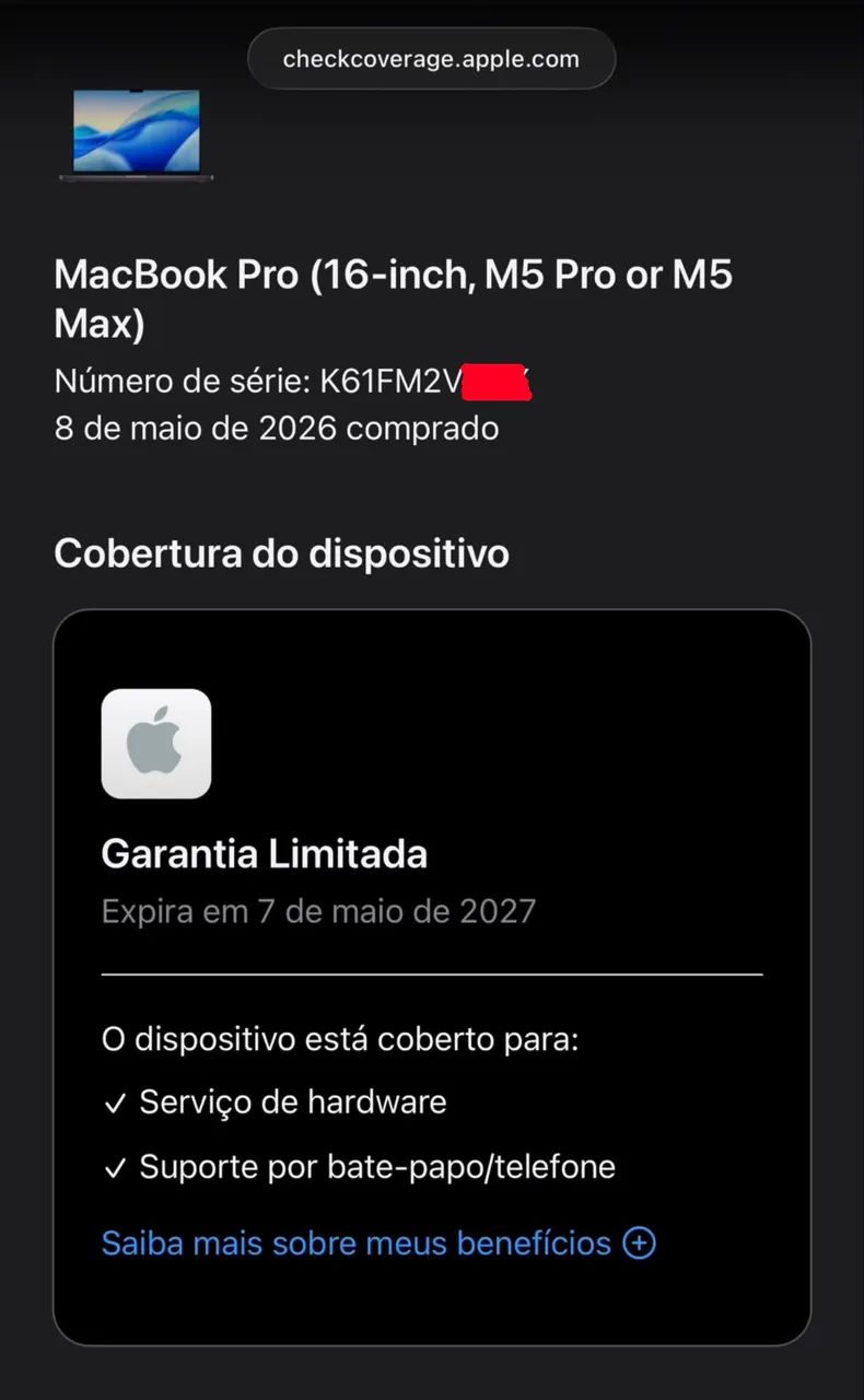 Macbook pro 16 polegadas chip m5 pro 24gb / 1tb garantia 07/05/2027, 10 ciclos ( 24 / 1 ) - Foto 2