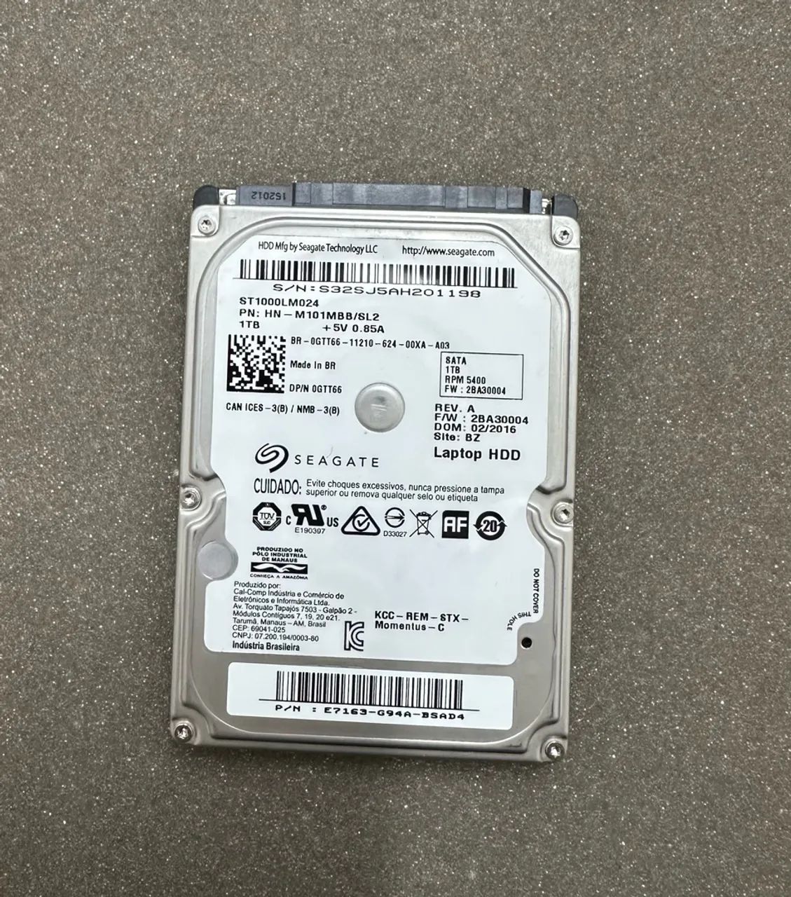 HD Seagate 1tb 2,5 polegadas Sata