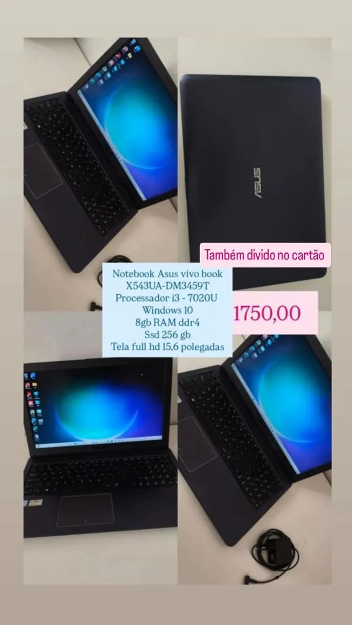 NOTEBOOK ASUS i3 8GB RAM SSD 256GB - SEMI NOVO - Notebooks
