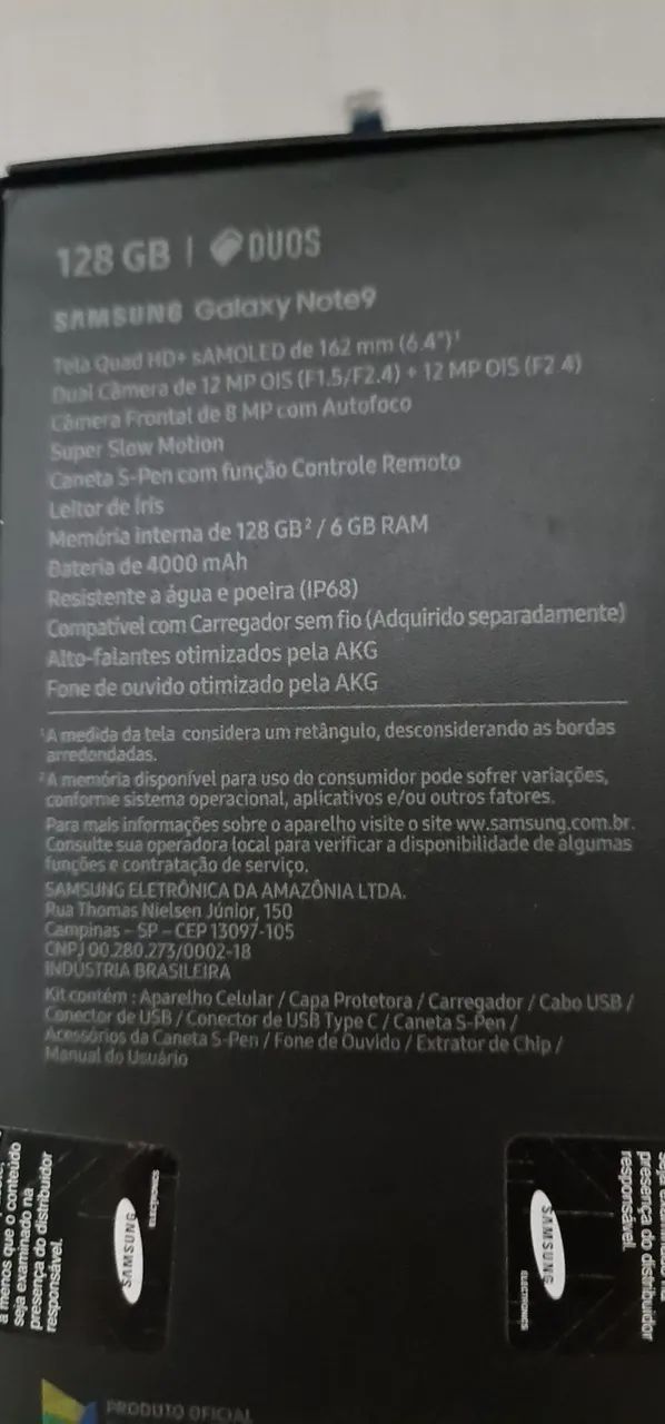 Caixa de celular usado Samsung galaxy note 9 - Foto 3