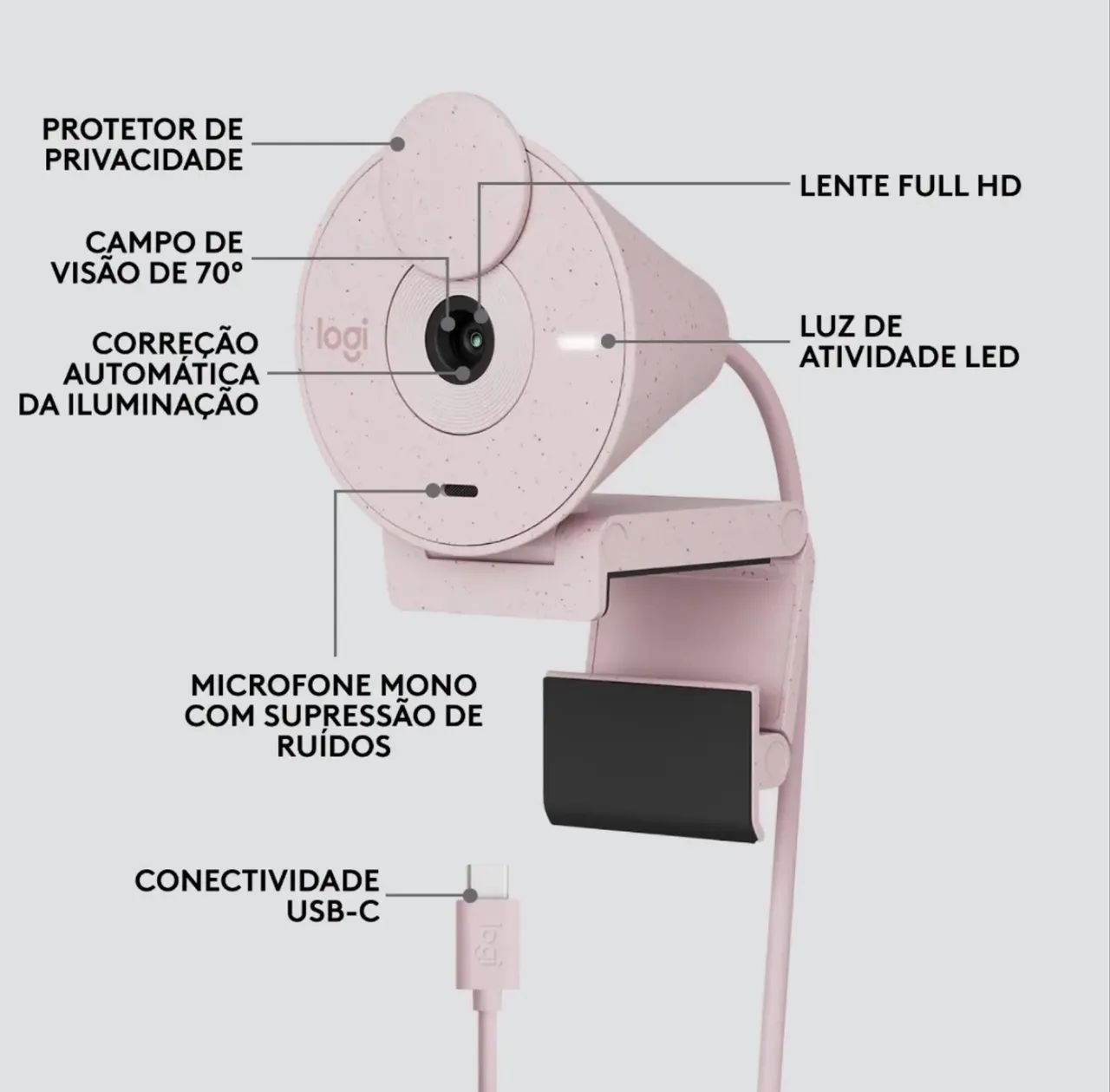WEB CAM USB-C BRIO 300 FULL HD 1080P  LOGITECH  - Foto 5