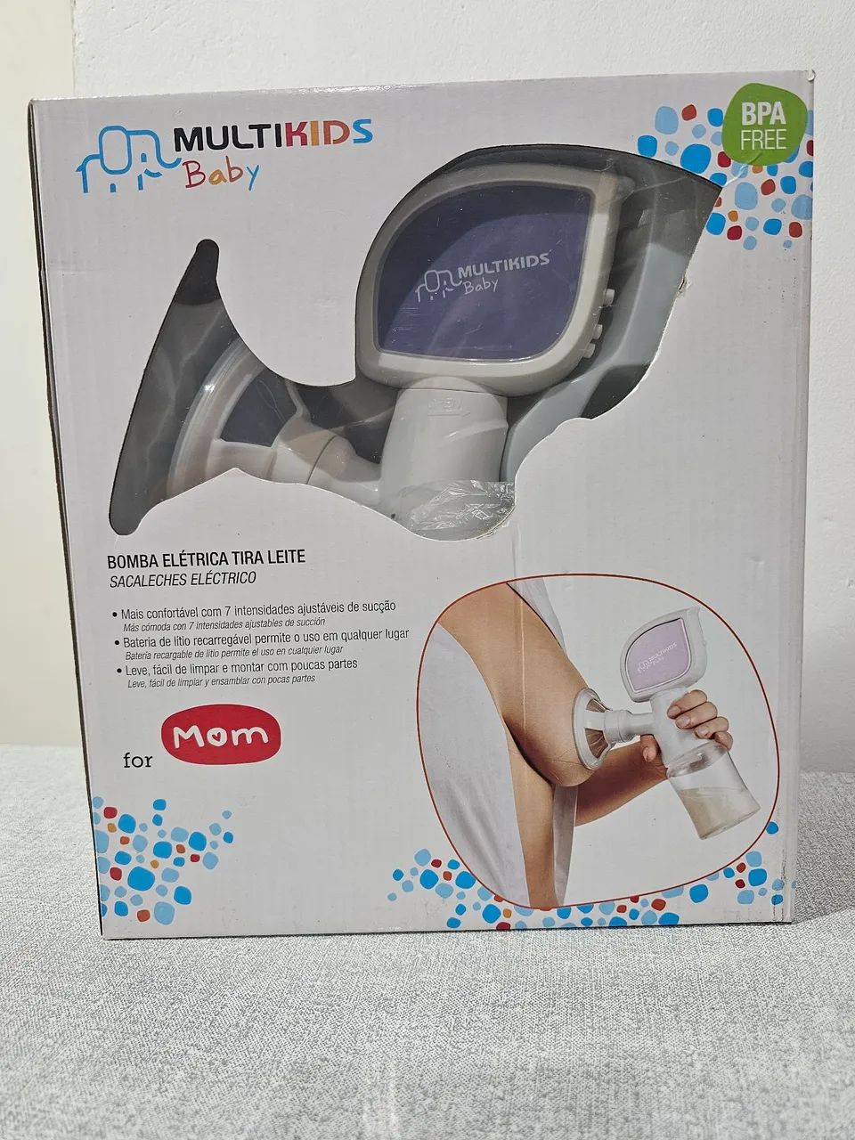 Extrator de leite materno Multikids. Bomba de leite