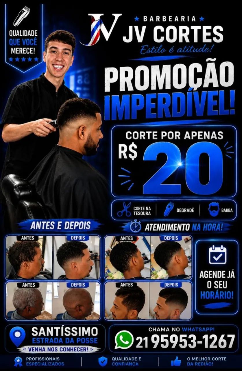 Corte de cabelo a partir de R$ 20,00