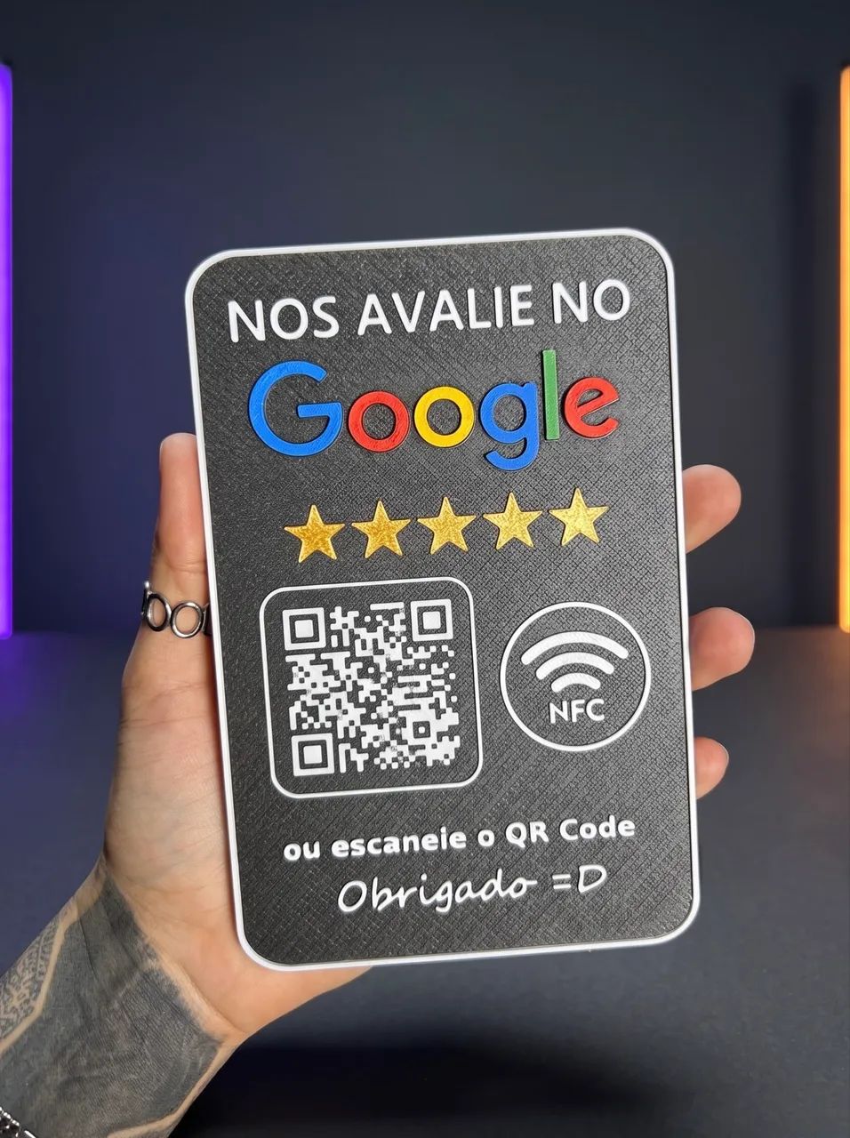 Mais Avaliações para Seu Negócio! Placa Google QR Code + NFC 3D