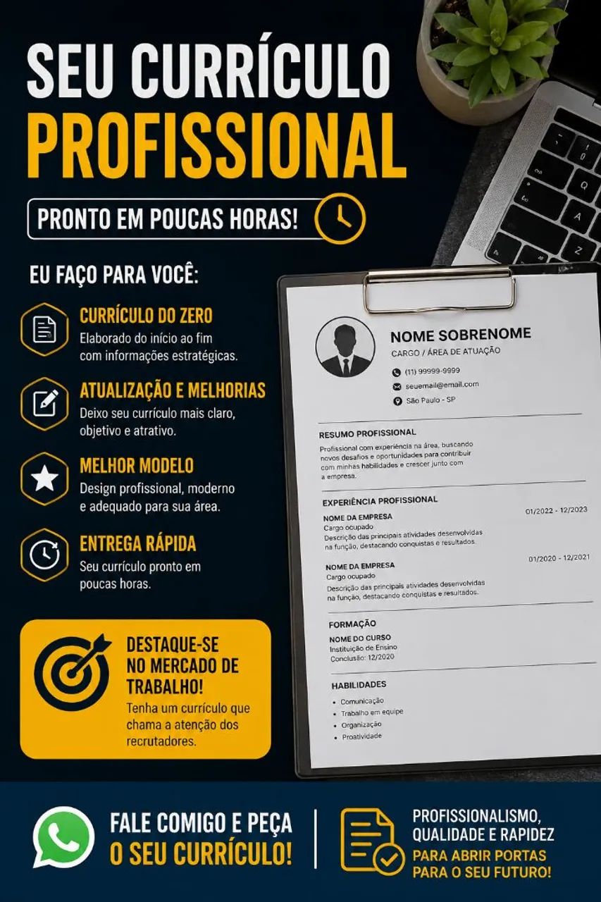 Faço Currículos Profissionais e Atualização de Currículos