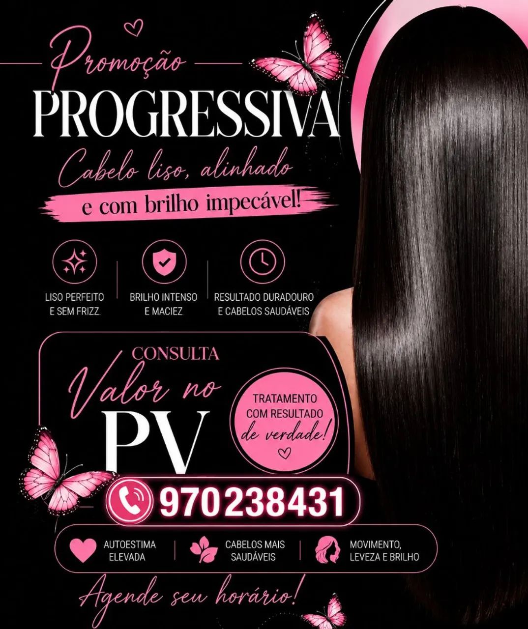 Progressiva com brilho, maciez e sem friz 