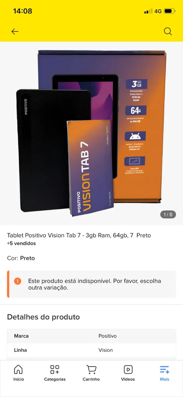 Tablet positivo vision tab 7
