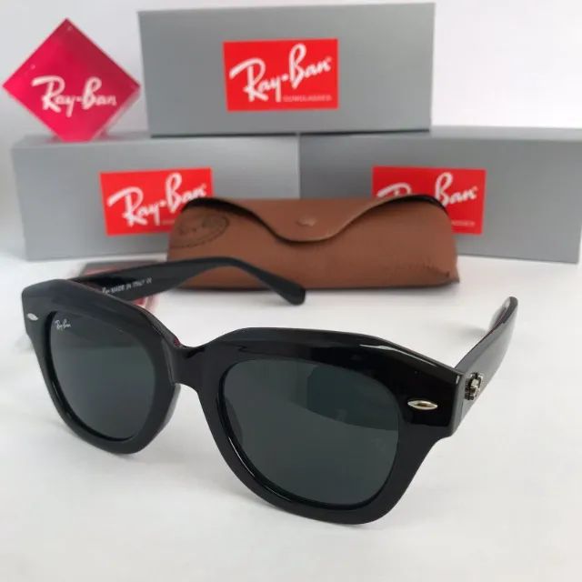 óculos ray ban state black piano lentes de cristal - Foto 2