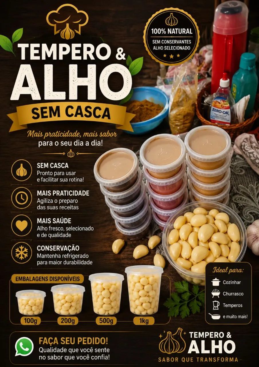 Vendo alho com e sem casca 