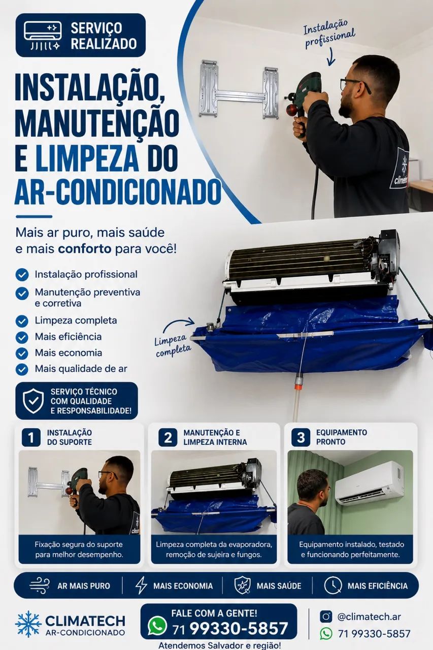 Instalação de ar condicionado limpeza 