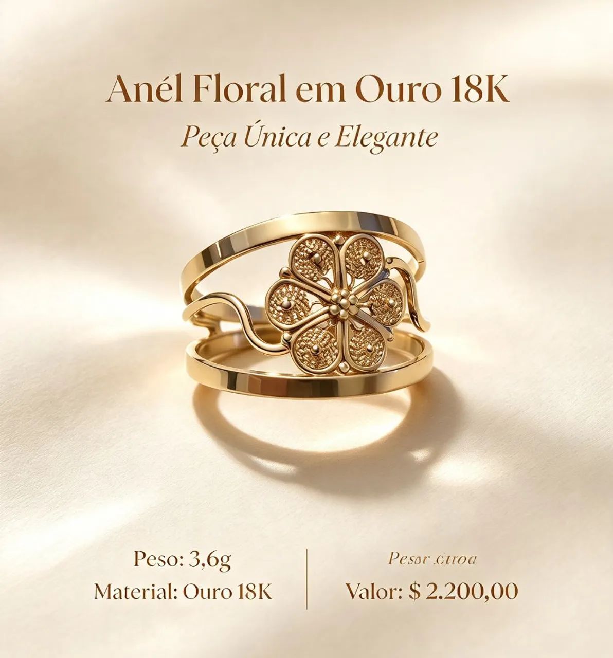 Vendo anel trabalhado ouro 18 k