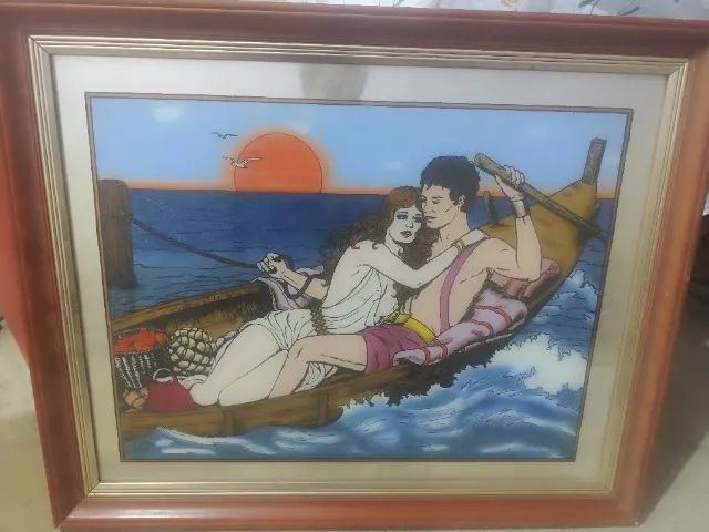 Quadro antigo pintado a mão . - Foto 2