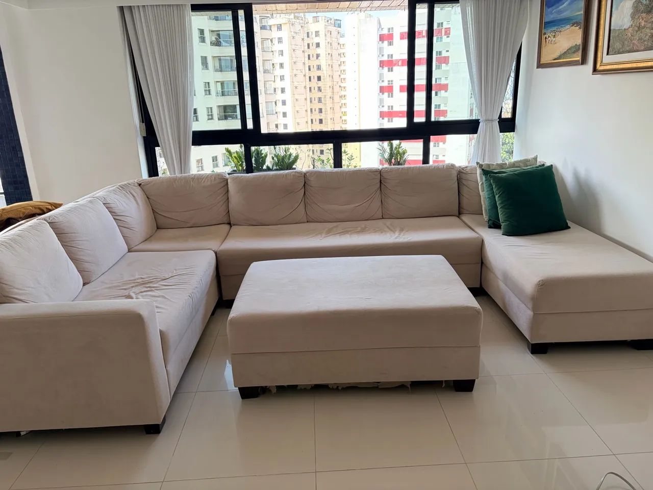 Conjunto estofado com long chaise 7 lugares - Foto 3
