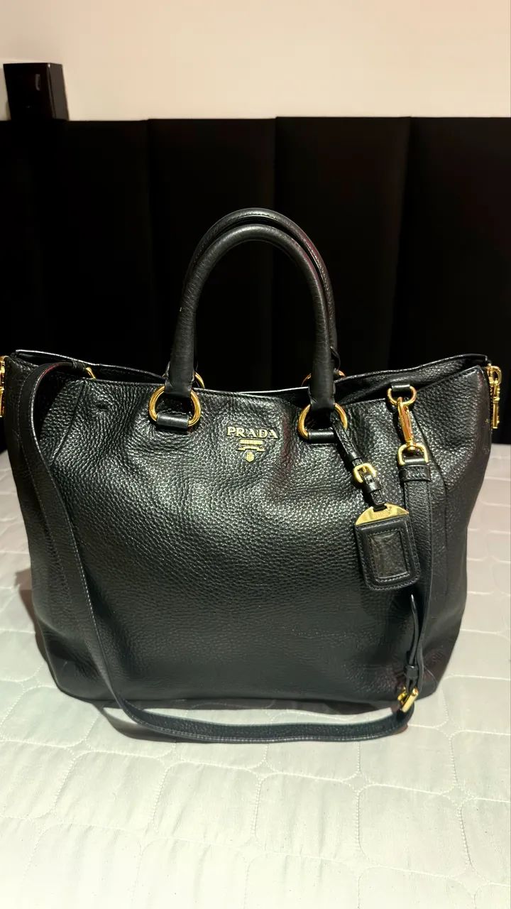 Bolsa prada couro vitello Daino