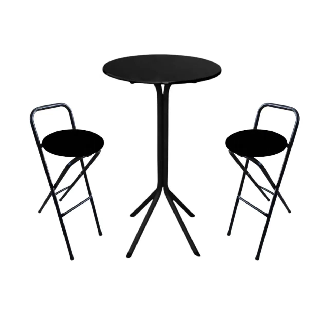 Kit Bistrô Mesa C/ 2 Banquetas Altas Em Aço Balcão Bar