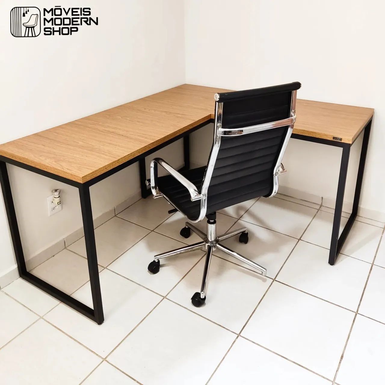 Mesa industrial Home office de L sob encomenda 
