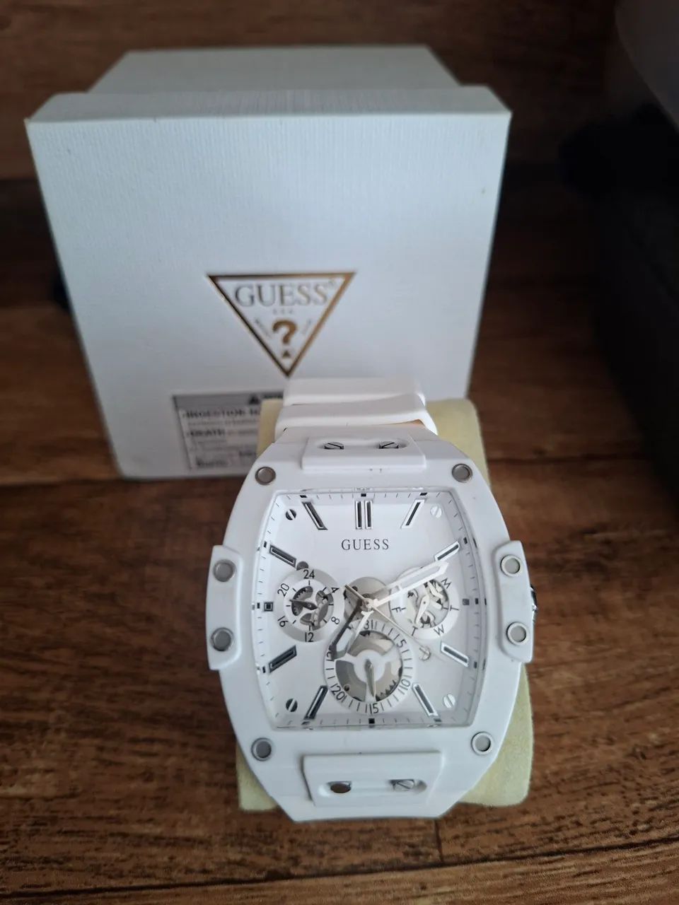 Relógio Guess Masculino Branco Transparente Original com Caixa - Foto 2